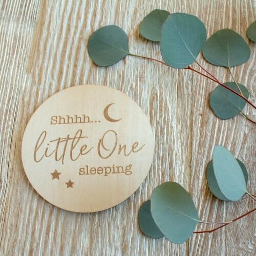 2pcs Little One Sleeping Milestone Disc wood signs