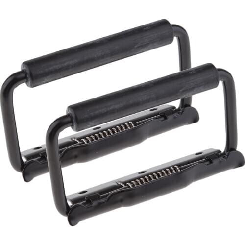 2X Cabinet Door Box Stainless Steel Folding Pull Handle Pulls Puller Black