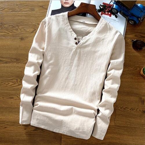 2020 Mens long sleeve cotton linen shirt casual plus size,big size Mens Shirts, M-6XL 7XL White gray black blue
