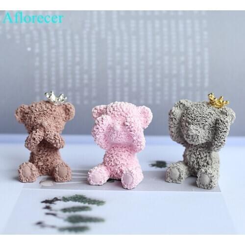 3D bear silicone mold diy geometry stereo bear mold mirror silicone mold decoration ornament mold