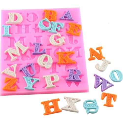 50 pieces Delicate Lace Letters Alphabet Silicone Biscuit Silicone Mold Cake Cupcake Baking Bakeware Chocolate Resin Diy