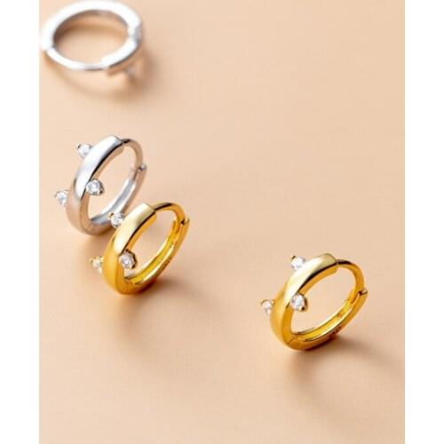 925 Sterling Sliver Geometry Small Hoop Earrings for Women Zircons Hoops Cold Wind Female Minimal Drop Ear Piercing Earrings