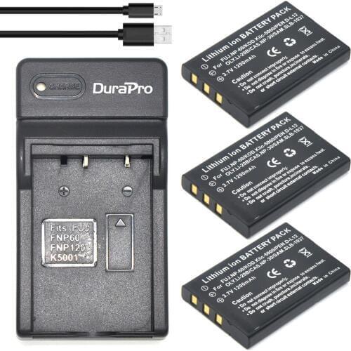 3pcs 1200mAh NP-60 NP 60 NP60 Battery + USB Charger for Samsung SLB-1037 for Fujifilm NP-60 Kodak KLIC-5000 for Olympus Li-20B