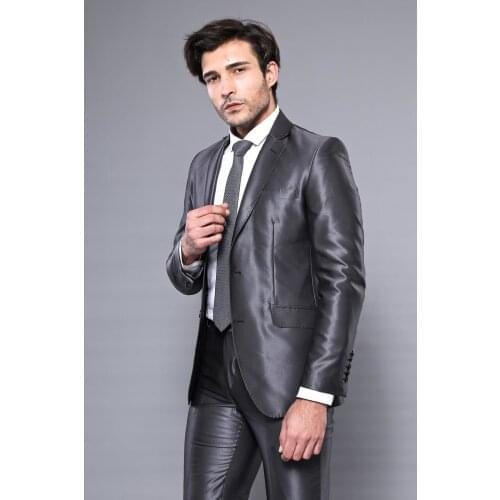 Two Buttons Shiny Fume Suit