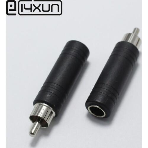 EClyxun 10Pcs/lot Nickel-Plated RCA Male Plug to 6.35mm 3 Pole Stereo Female Jack Adapter RCA to 6.35 Audio M/F Connector Black