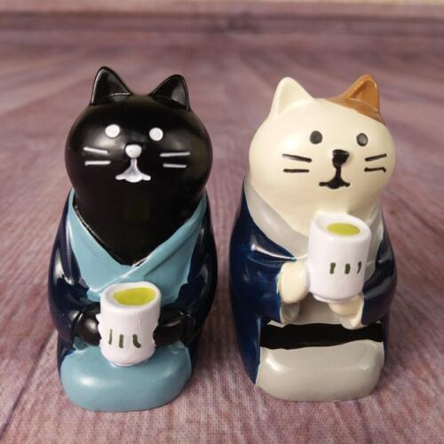 2pcs New Resin Handicraft cat Figurines Miniature Decorations resin Figures for Home Garden Decor mini-garden-accessories