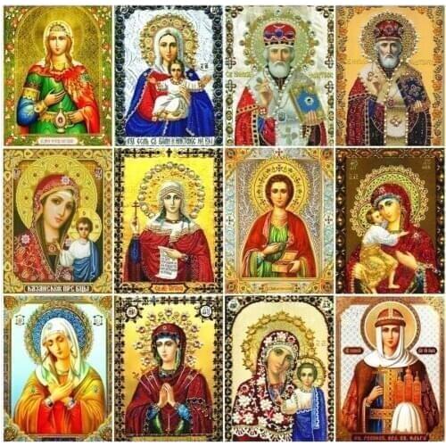 Jesus Virgin Mary Diamond Embroidery Painting Religion Mosaic StoneS Stickers Wall Decor New Arrival Puzzle Picture Diamond Dot
