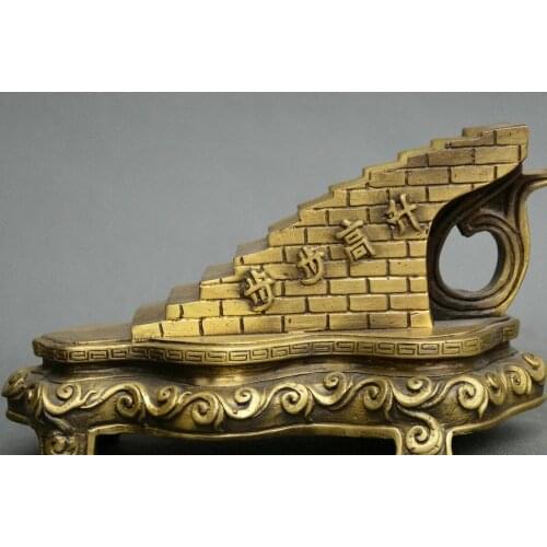 China old bronze stairway stair be promoted step by step good luck wealth Statue