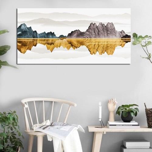 Chinese Style Spectacular Landscape Mountain Modern Decorative Pictures Wall Art Paintings for Porch Living Room No Frame