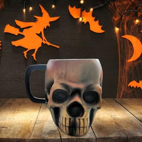 Skull Mug Ornaments Gothic Halloween Horror Ghost Home Decoration Carving Unique Gift Festival Scary Simulation Drinkware
