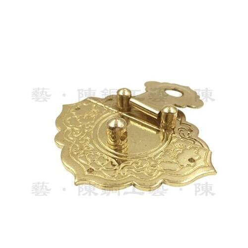 Pure brass old style buckle box lock pull buckle fixed jewelry box hardware copper accessories case buckle