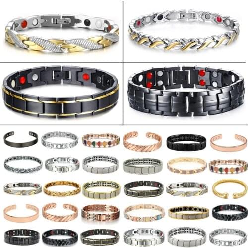 Women Men Health Care Germanium Magnetic Bracelet for Arthritis and Carpal Tunnel Stainless Steel Power Therapy Bracelets Wholes