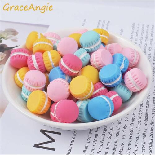GraceAngie 20pcs/pack Mini food toy Resin Cake Macarons Mixed Color Jewelry Making Phone case Decor DIY Crafts Home Decoration