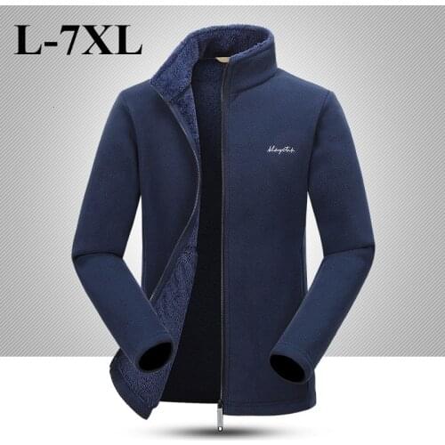 7XL Plus Size Mens Warm Fleece Jacket Autumn Winter Outdoor Hiking Riding Climbing Thermal Windproof Coat Cardigan Tops Liner