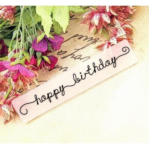 PANFELOU Happy birthday words Embossing folders Plastic For Scrapbooking DIY Template Fondant Cake Photo Album Card Making