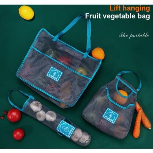 Fruit Vegetable Hanging Mesh Storage Bag Kitchen Ginger Garlic Breathable Reusable Mesh Bags Organizer Eco Shopping Tote Bag