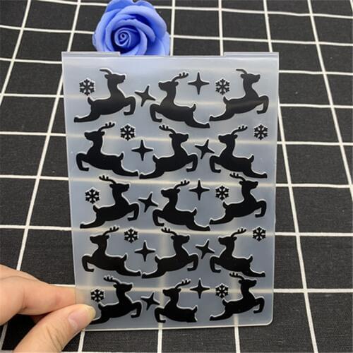 Christmas Elk Leaping Starry Sky Snowflake Transparent Folding Embossing Board DIY Handmade Background Embossing Mould