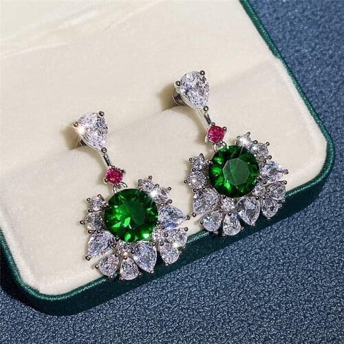 Huitan Gorgeous Womens Dangle Earrings with Brilliant Cubic Zirconia Vintage Earrings Wedding Party Luxury Jewelry New Arrival