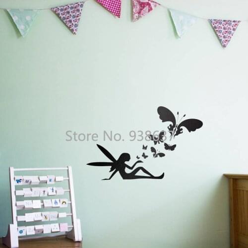 Fairy Butterflies Wall Art Decal For Kids Removable Vinyl Nursery Wall Stickers for Baby Room Girl Art Wallpaper Newly ZB411