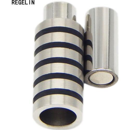 REGELIN 2pcs Hole Size 4/5/6mm Strong Magnetic Clasps For Leather Bracelet Stainless Steel Screw Clasp Connectors Jewelry Making