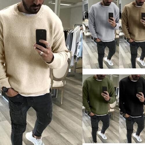 Sweater Mens Streetwear Autumn Winter Warm Pullover Solid 5 Colors Casual O-Neck Pull Homme Oversized Men Sweater Plus Size 3XL