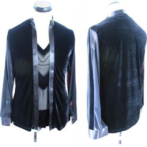 Latin Dance Top Male Mesh Bodysuit Coat Costumes Cha Cha Rumba Samba Tango Salsa Dancing Clothes Competition Show Wear DNV12060