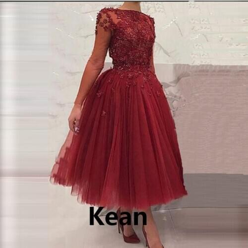 Burgundy Evening Dress Full Sleeve Ankle Length Flower Special Occasion robe soiree Islamic Dubai Kaftan Saudi Arabic Prom