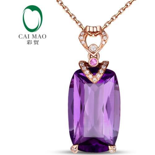 Promotion 18K/Au750 Gold 11.81ct Natural Amethyst H SI Diamonds Engagment Vintage Pendant