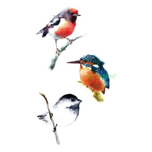 Waterproof Temporary Tattoo lovely birds on the tree tatto stickers flash tatoo fake tattoos for girl kids child women