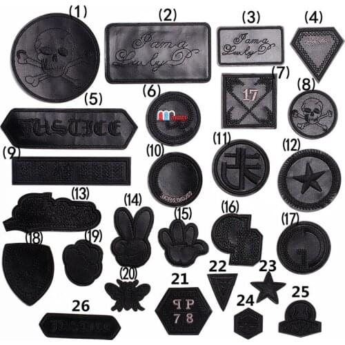 High Quality Fashion Black Leather Small Badge Embroidery Patch Stickers DIY Clothes Decoration Patch Stickers