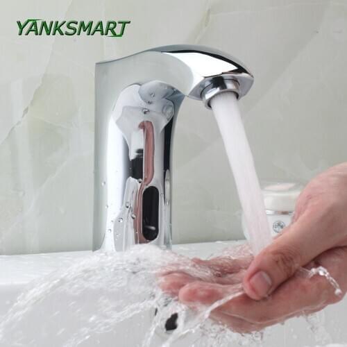 YANKSMART Automatic Sensor Hands Free Bathroom Basin Sink Faucet Chrome Mixer Tap Bathroom Sense Tap