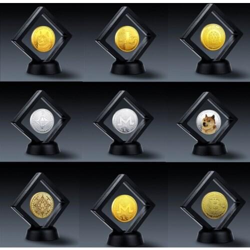 Various Commemorative Coins Bit Coin Litecoin Ripple Ethereum Cryptocurrency Metal Commemoration Metal Coin with Showing Stand