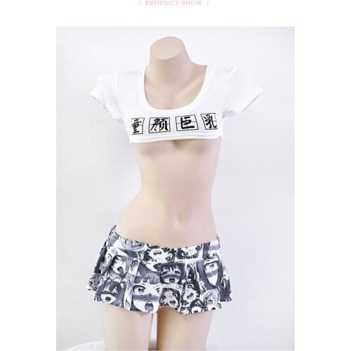 Funny Japanese style pleated skirts Harajuku 3D Print Funny Cotton Short Skirt Anime lingerie mini dress