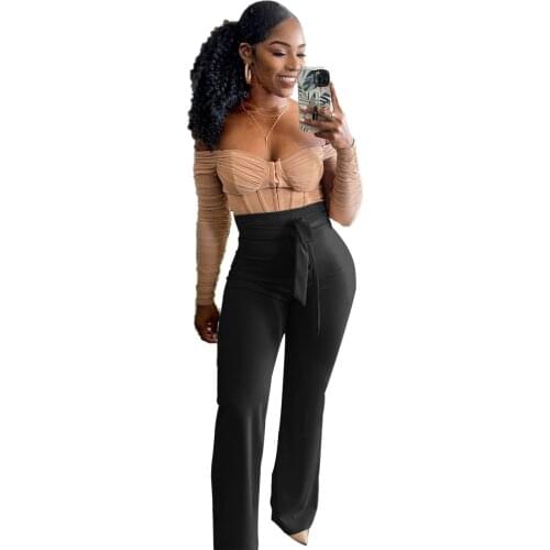 Casaul Women Jogger Pants Bandage Slim High Waist Sportwear Solid Color Clothes For Women Outfit