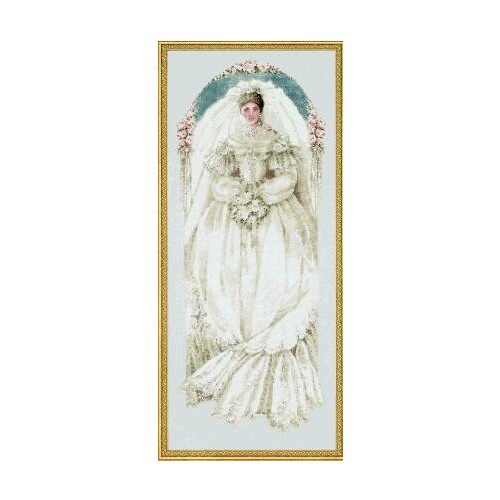 Gold Collection Counted Cross Stitch Kit White Lace Wedding Dress Bride and Bouquet Happiness Love