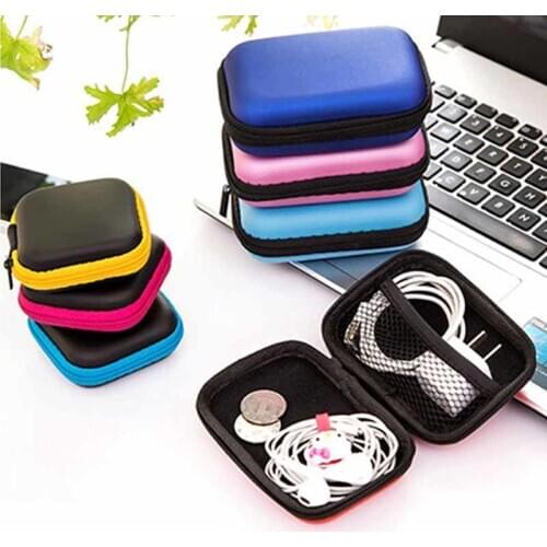 1pc Square Earphone Wire Organizer Box Data Line Cable Storage Box Travel Container Coin Headphone Protective Box