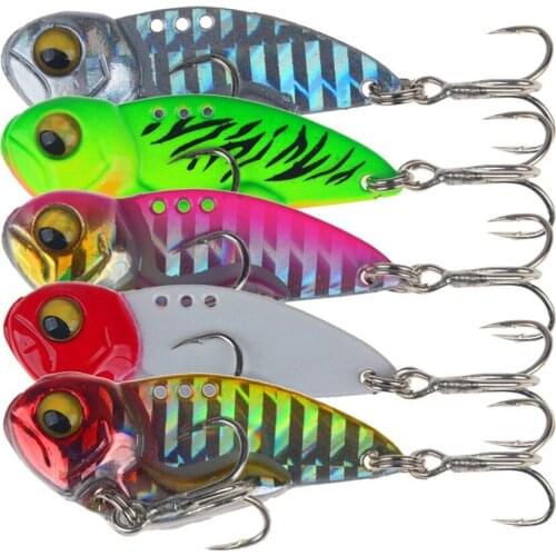 1pcs Metal VIB Fishing Lure 4.5cm/12.8g Whole stroke tremor Vibration Spoon artificial Hard Bait with Blood hook Wobbler Cicada