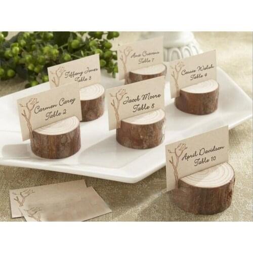 10pcs Wood Wooden Slice Place Name Number Table Place Card Holder For Wedding Party Anniversary Venue Decoration