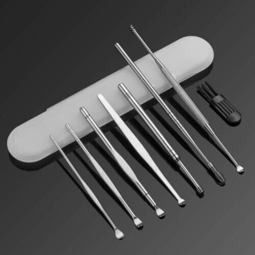 8pcs Ear Pick Cleaning Set Health Care Tool Ear Wax Remover Cleaner Ear Spoon Cleaning Ears Curette Kit