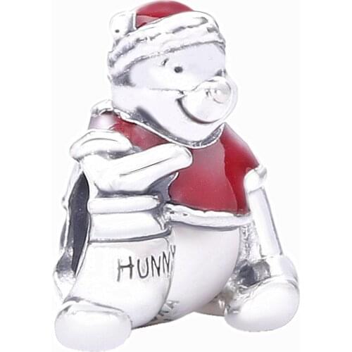 Ajax Real 925 Sterling Silver Beads Decoration Cute Christmas Bear Charms For Bracelet Jewelry Women Gift Accessories Trinkets