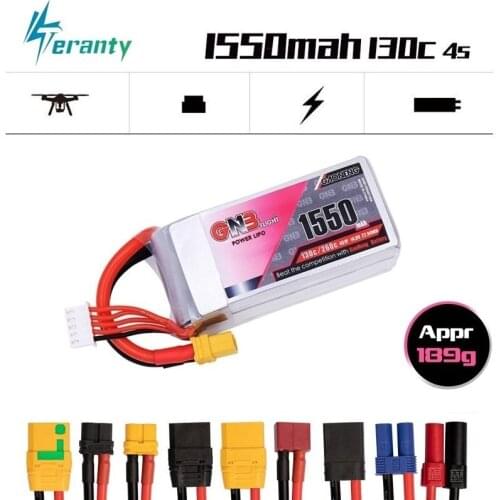 Gaoneng GNB 1550MAH 14.8V 130C/260C 4S Lipo Battery With T/XT60/XT90 Plug For RC Quadcopter Airplane FPV Racing Drone Parts 1Pcs
