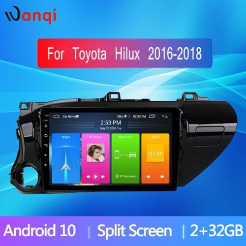 Wanqi 10.1 inch Car Navigation GPS for Toyota Hilux 2016-2018 Android10 Stereo Multimedia Radio Player Monitor Split Screen dvd