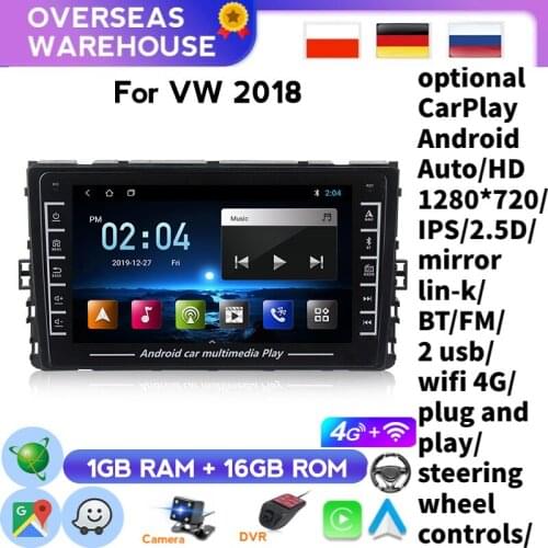 8" Carplay IPS Swc Android 8.1 1GB +16GB WIFI LTE Car DVD Player GPS Map WIFIOBD2 Have BT BT Auto Radio For VW Universal 2018