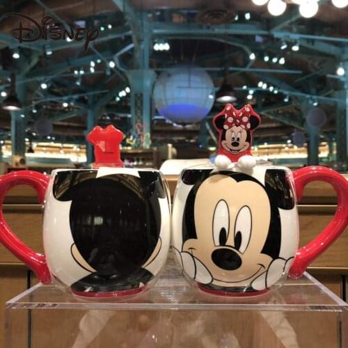Disney Mickey Mouse Cartoon Pattern Big Mouth Porcelain Cup, with Spoon Cup, Tea Cup, Tea Cup Uncovered Ceramic Cup