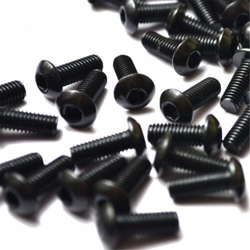 50PCS M6 Black 10.9 Button Dome Head Screw Round Head Bolts Mushroom Head Bolt M6*8/10/12/16/20/25/30/35/40mm