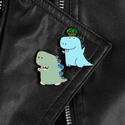 Cartoon Green Dinosaur Lapel pin Jurassic Enamel Pin Brooch Backpack Bag Hat Leather Jackets Accessories Gift for Women Men