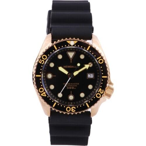 Mens dive wrist watches,men automatic watch HEIMDALLR man luxury brand mechanical wristwatch 300m waterproof sport montre bronze