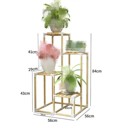 Brief Wood Shelves Flower Stand 4 Layer Solid Wood Flower Rack Balcony Flower Indoor Garden Wood Plant Stand Decoration Shelf