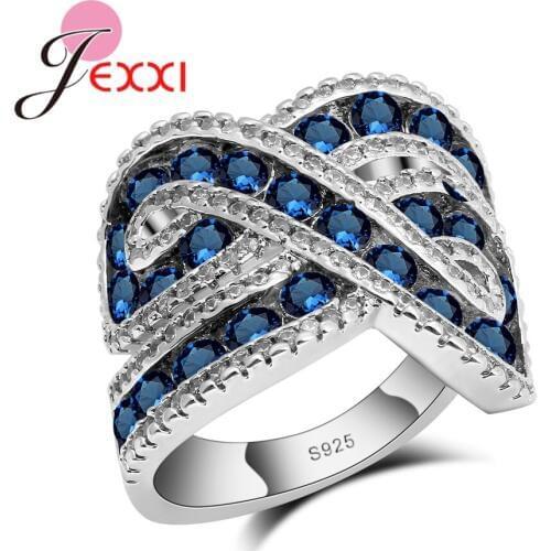 Fantastic Woman Propose Blue Crystal New Design Fashion 925 Silver Rings for Women Jewelry Wedding Luxury Accessories
