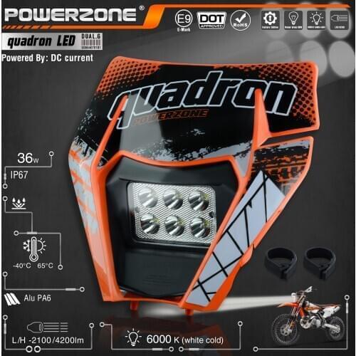 PowerZone Motorcycle LED Headlight Headlamp Head Light Supermoto Fairing For KTM EXC SXF MX Dirt Bike Enduro LED Headlight
